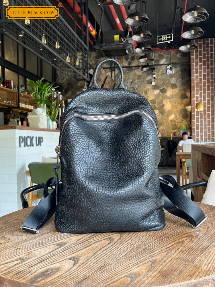 Leather Work Bag Mens - Soft Natural Sheepskin Casual Backpack Unisex