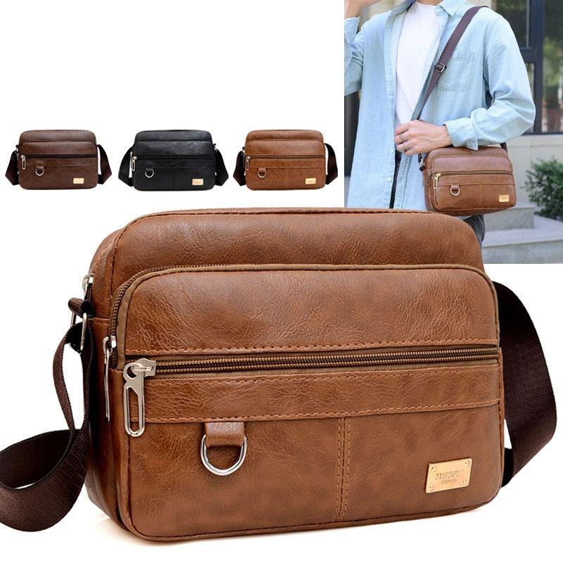 Leather Work Bag Mens - Leather Men's Sling Bag Messenger Shoulder