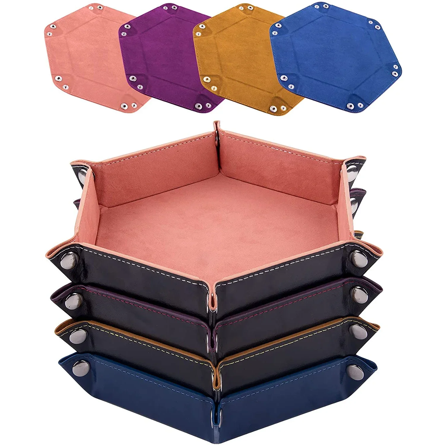 Leatherwork Desk - Dice Tray Hexagon Rolling Holder Folding