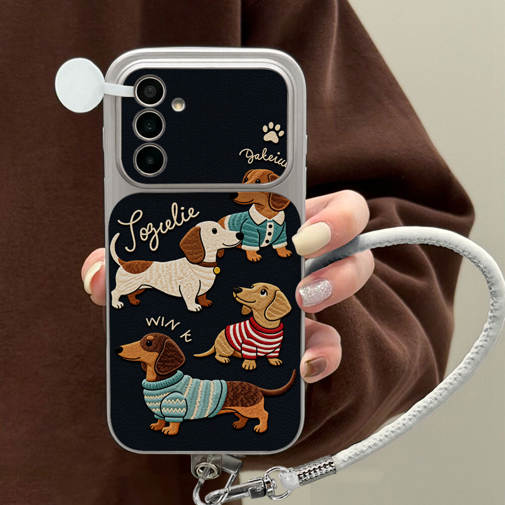 Leatherwork Drawing - Cartoon Dachshund Phone Case For Samsung