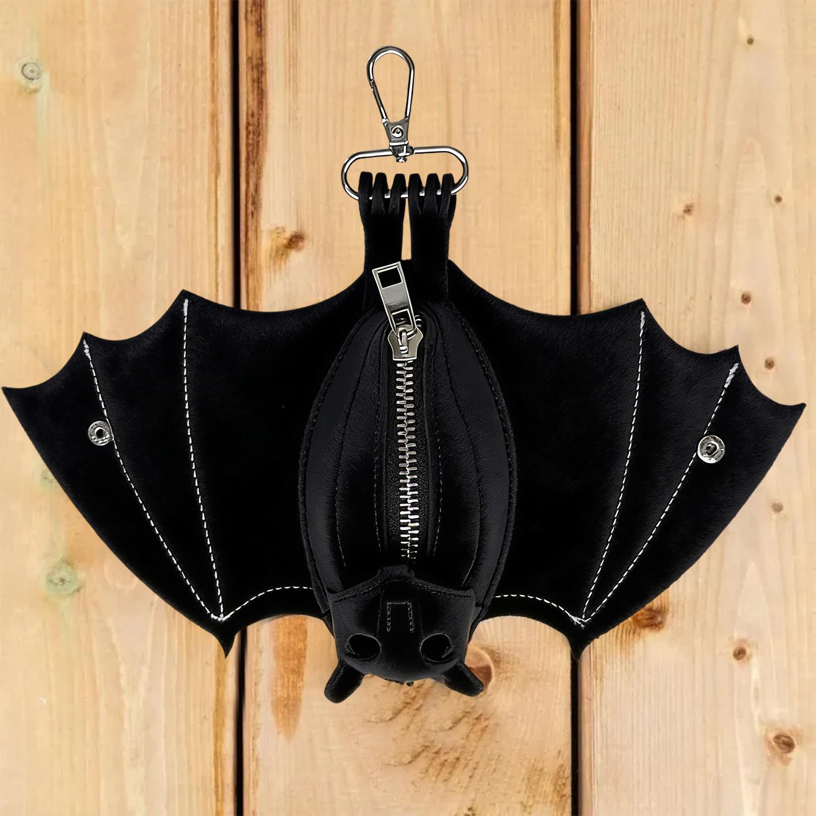 Leather Work Bag Mens - Coin Purse PU Leather Bat Gothic