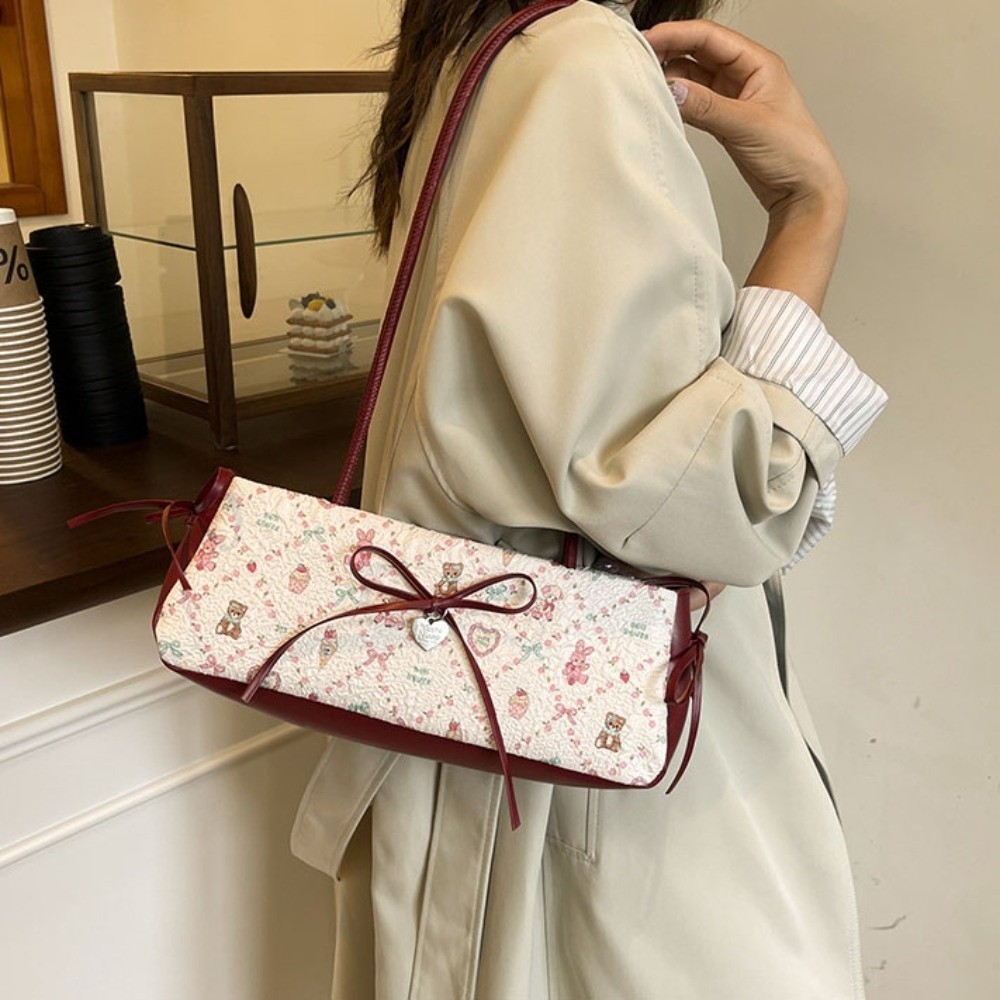 Leatherwork In French - All-match Cartoon Print French Stick Handbag
