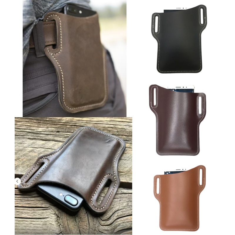 Leather Work Bag Mens - Outdoor Storage Retro Horse Leather Phone