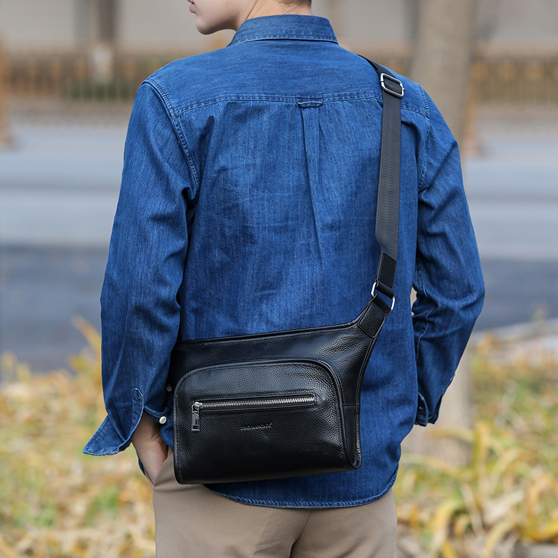 Leather Work Bag Mens - Leather new commercial waterproof crossbody bag