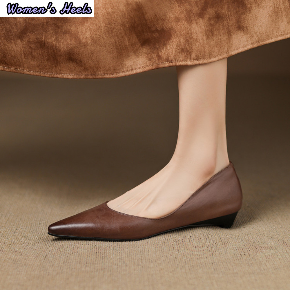 Leatherwork In French - French Elegant Low Heel Pointed Toe