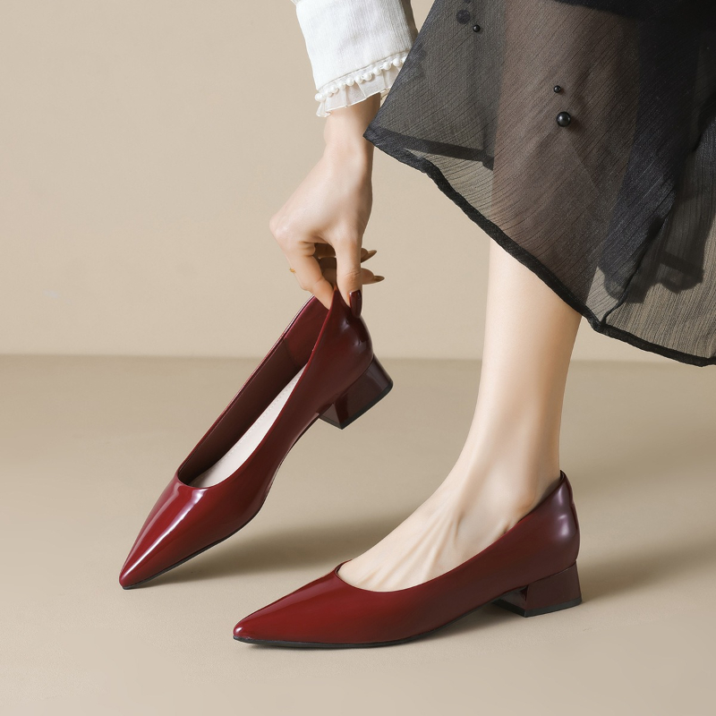 Leatherwork In French - New French Pointed Women's Single Shoes,