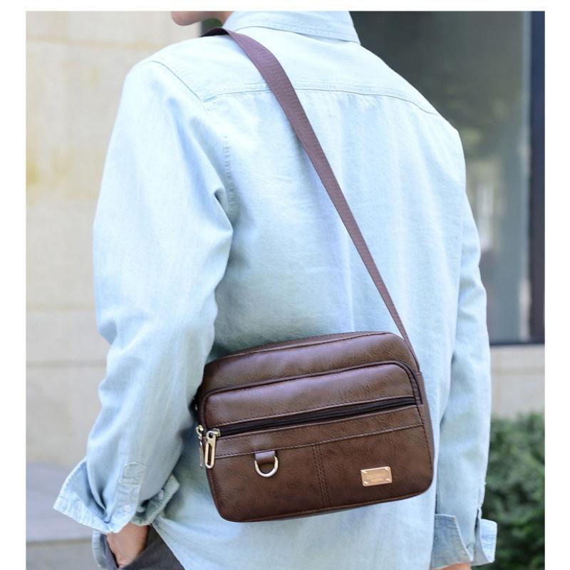 Leather Men's Sling Bag Messen - Leather Work Bag Mens ulasan dan harga