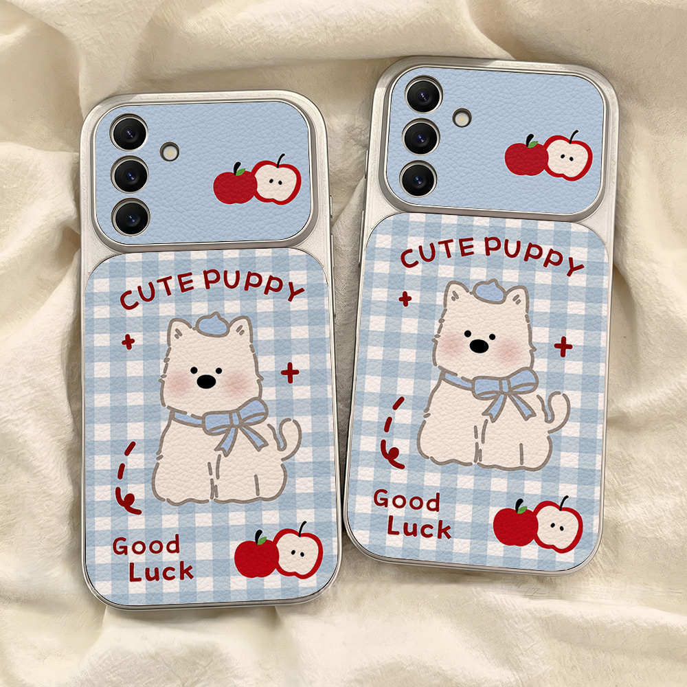 Blue Plaid Puppy Pattern Phone - Leatherwork Drawing ulasan dan harga
