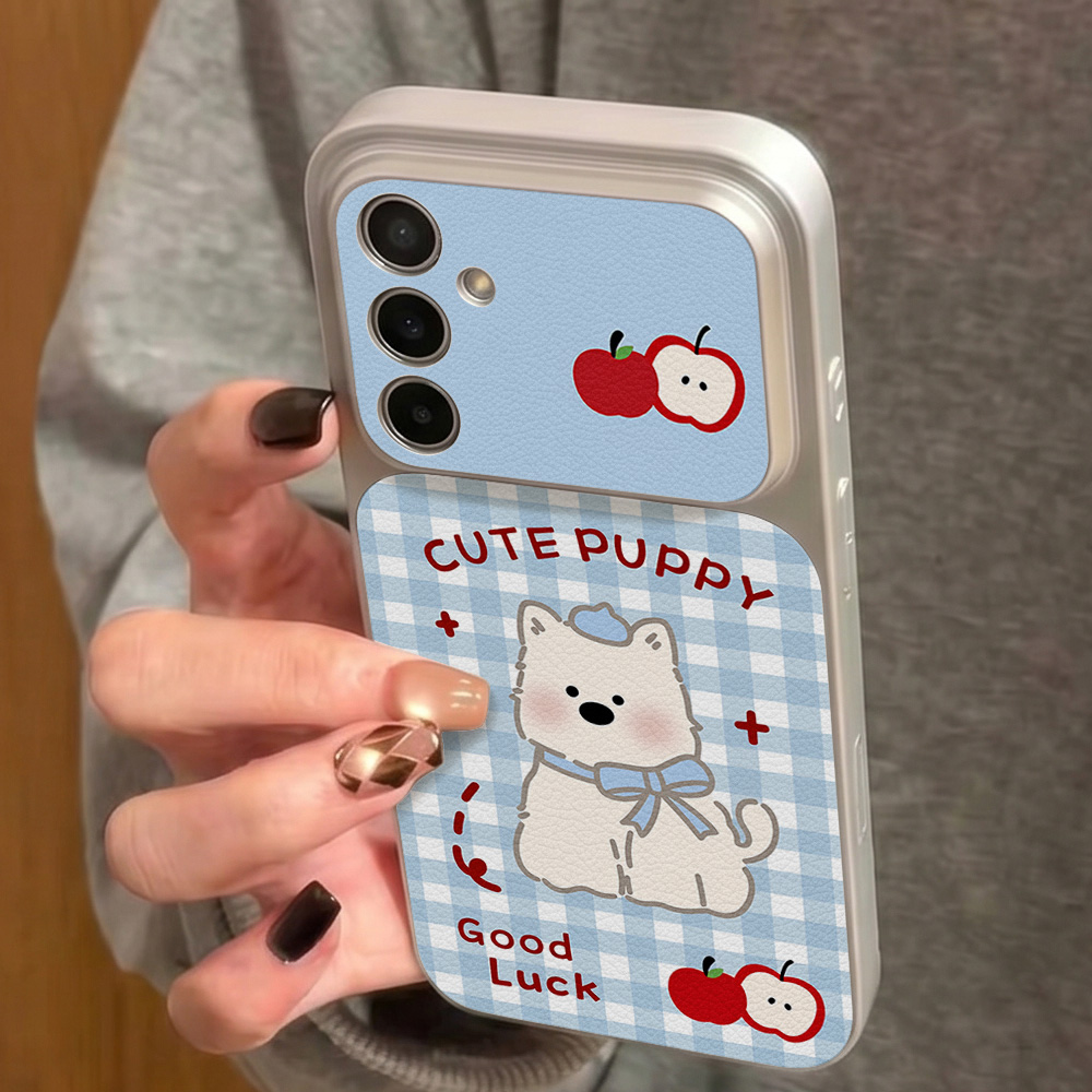 Blue Plaid Puppy Pattern Phone - Leatherwork Drawing ulasan dan harga