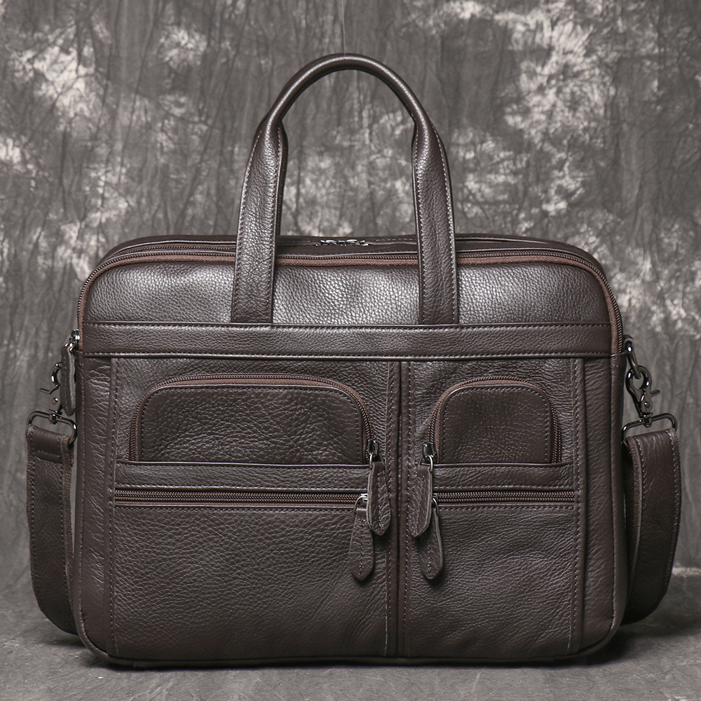 Men's Genuine Leather Briefcas - Leather Work Bag Mens ulasan dan harga