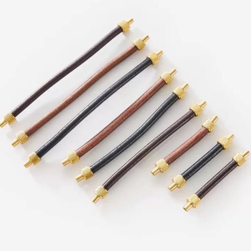 Brass + Leather Cabinet Pulls  - Leatherwork Hardware ulasan dan harga