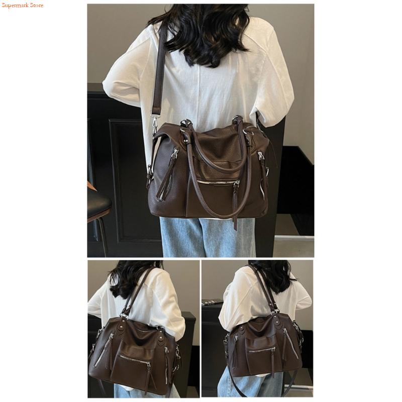 Q5WE Modern PU Leather Handbag - Leather Work Duffle ulasan dan harga