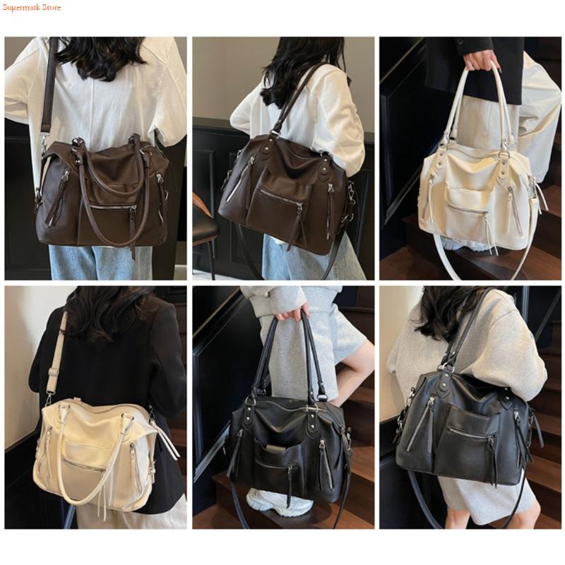 Q5WE Modern PU Leather Handbag - Leather Work Duffle ulasan dan harga