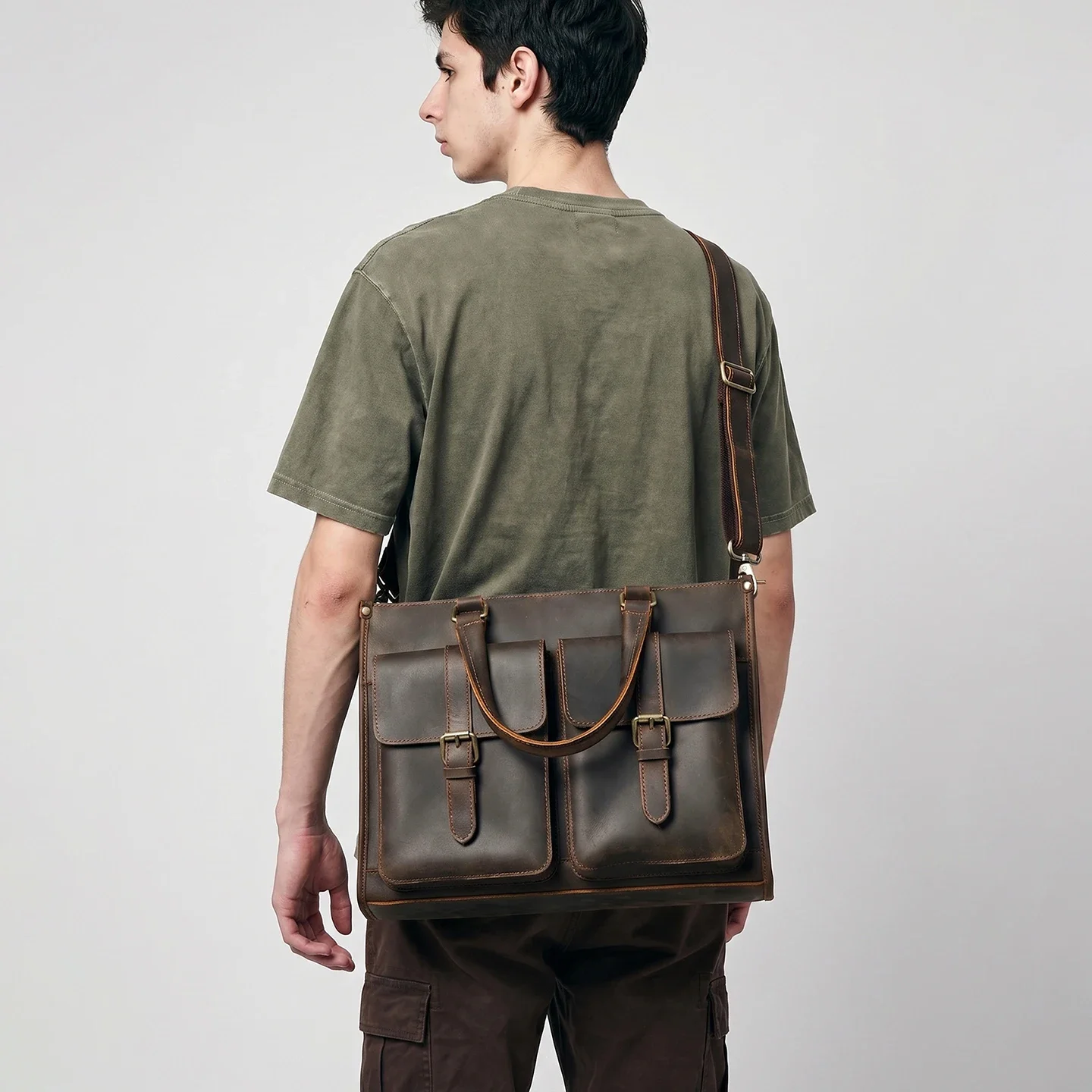 Vintage Genuine Leather Men Cr - Leather Work Bag Mens ulasan dan harga