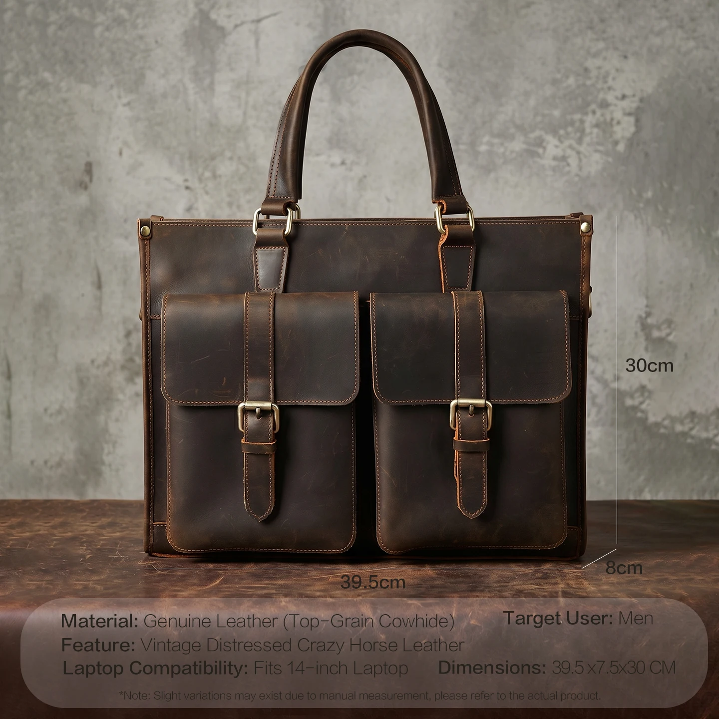 Vintage Genuine Leather Men Cr - Leather Work Bag Mens ulasan dan harga