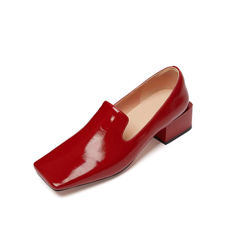 Womens Red Shoes Spring Block  - Leatherwork In French ulasan dan harga