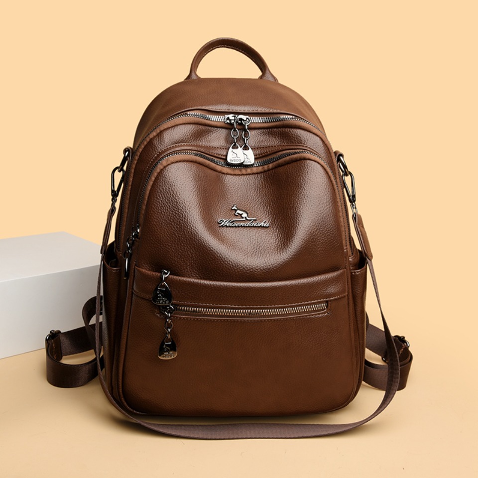 Pebbled Leather Texture Backpa - Leather Work Womens Backpack ulasan dan harga